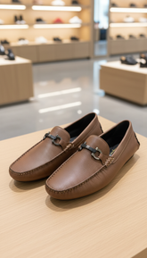 FRGMO Textured Mid-Brown with Gunmetal Buckle Loafers